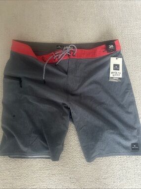 Rip Curl Mirage Gray Board Shorts with Red Waistband